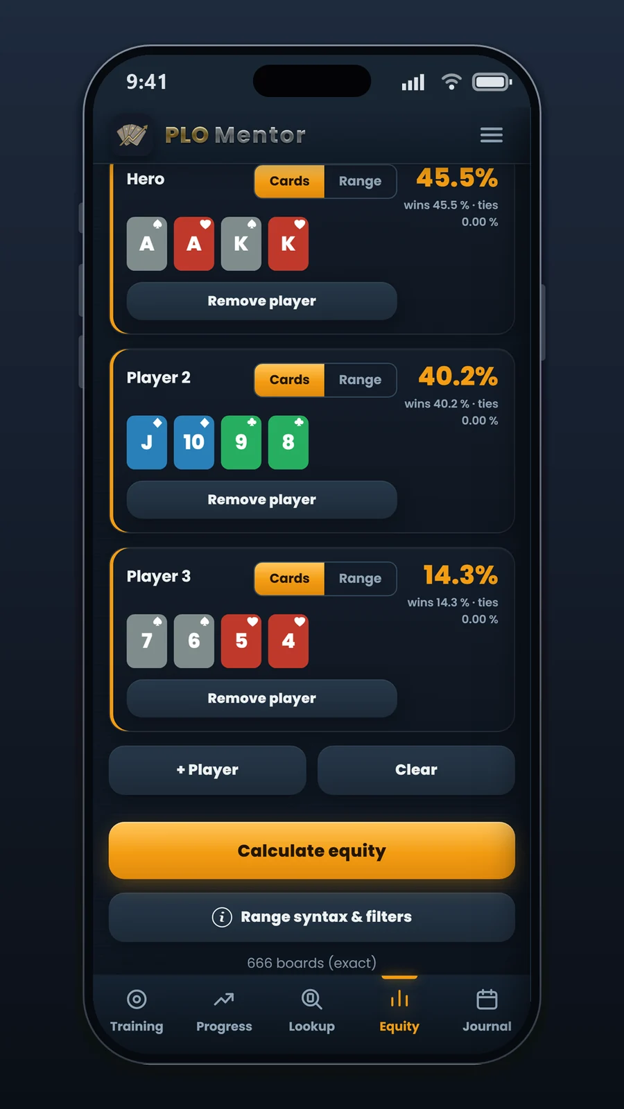 Equity Calculator for 4c and 5c PLO